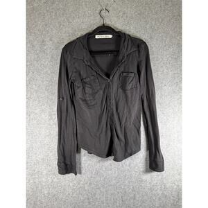 Michaels‎ Stars Blouse Women OS Black Long Sleeve Button Front Relax Vacation